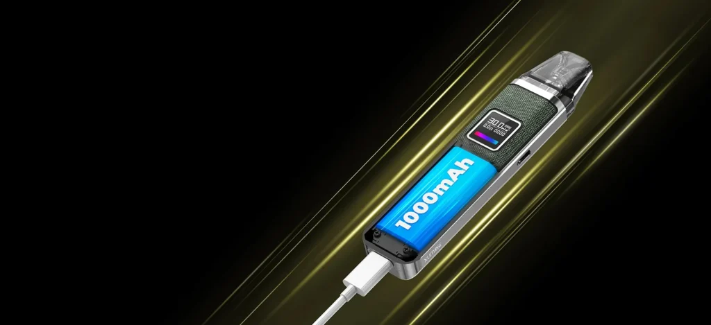 OXVA XLIM PRO 小蠻牛 1000mAh 電池與 Type-C 充電示意圖
